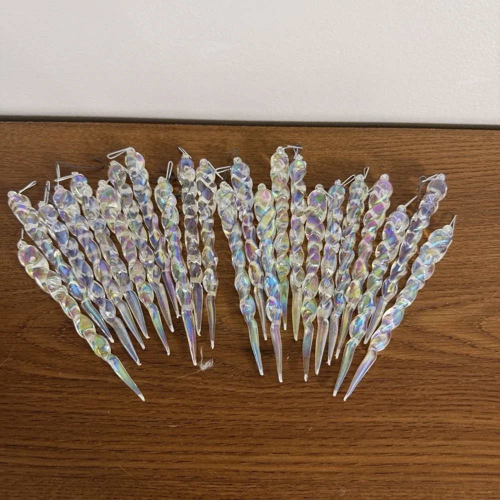 Lot of 23 Vintage Aurora Borealis Twisted Icicle Christmas Ornaments